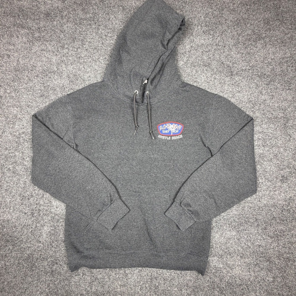 Ron Jon Surf Shop Myrtle Beach Hoodie Gray Jerzees Pullover Sweatshirt Small